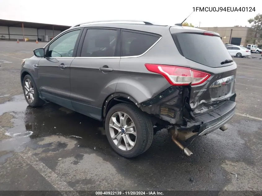 2014 Ford Escape Titanium VIN: 1FMCU0J94EUA40124 Lot: 40922139