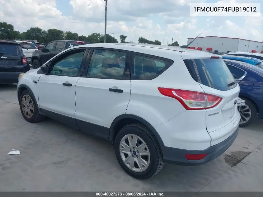 2015 Ford Escape S VIN: 1FMCU0F74FUB19012 Lot: 40027273