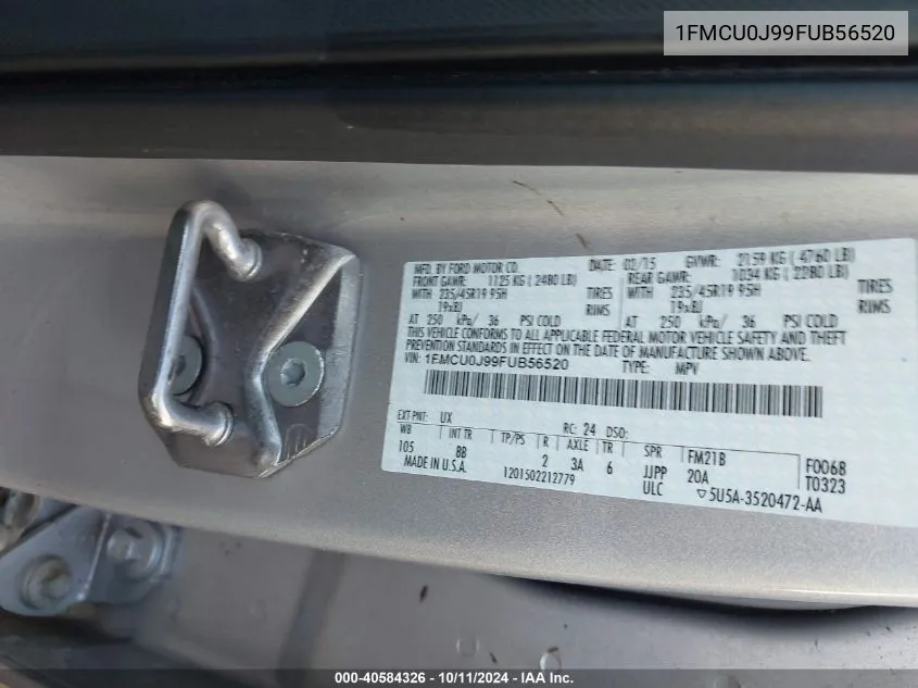 1FMCU0J99FUB56520 2015 Ford Escape Titanium