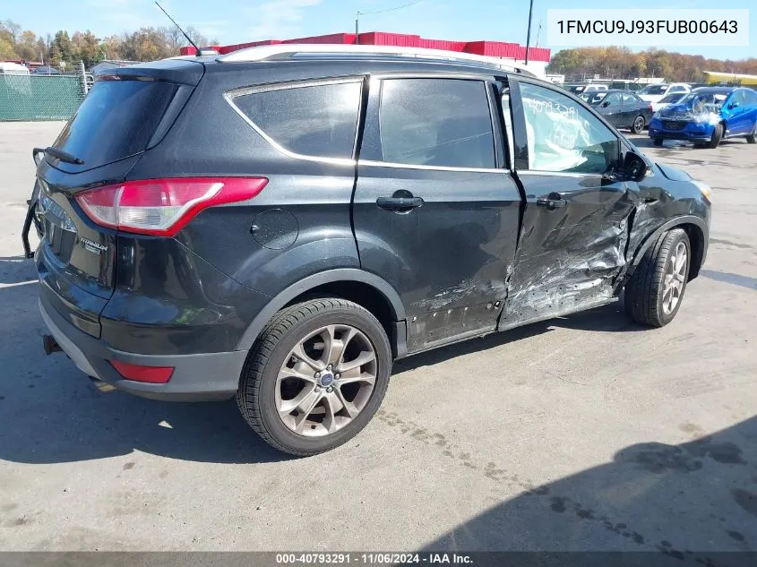 2015 Ford Escape Titanium VIN: 1FMCU9J93FUB00643 Lot: 40793291