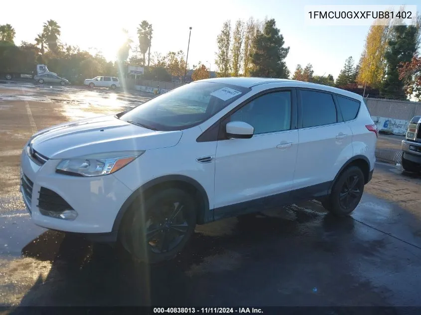 2015 Ford Escape Se VIN: 1FMCU0GXXFUB81402 Lot: 40838013