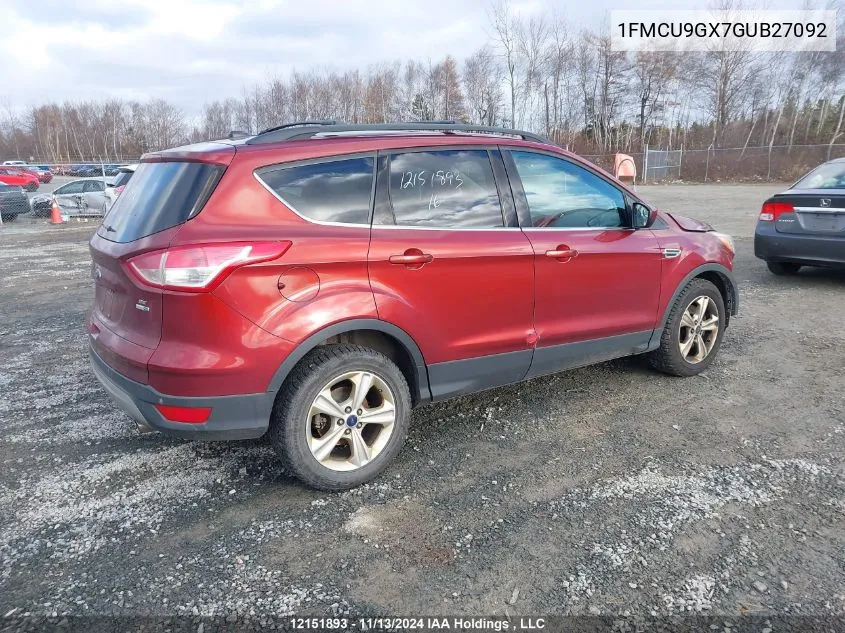 2016 Ford Escape Se VIN: 1FMCU9GX7GUB27092 Lot: 12151893