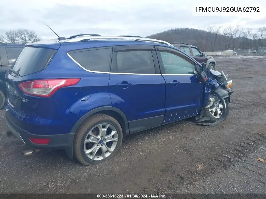 2016 Ford Escape Titanium VIN: 1FMCU9J92GUA62792 Lot: 38615223