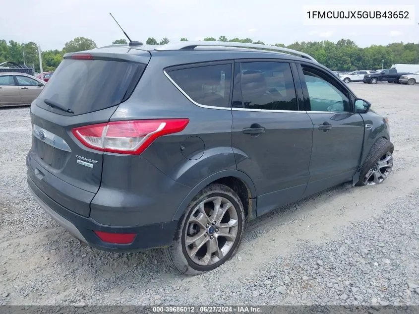 2016 Ford Escape Titanium VIN: 1FMCU0JX5GUB43652 Lot: 39686012