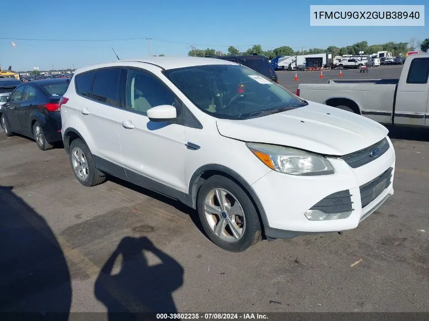 2016 Ford Escape Se VIN: 1FMCU9GX2GUB38940 Lot: 39802235