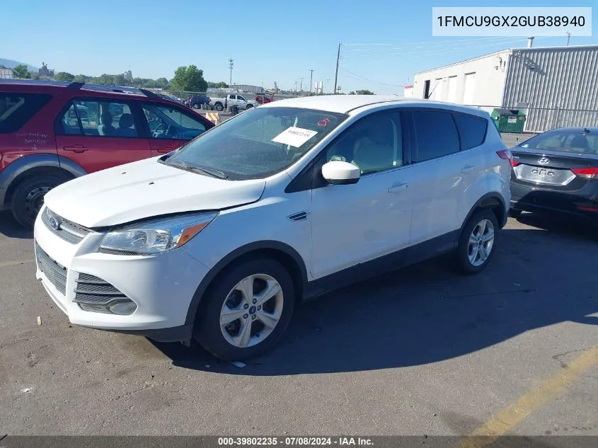 2016 Ford Escape Se VIN: 1FMCU9GX2GUB38940 Lot: 39802235