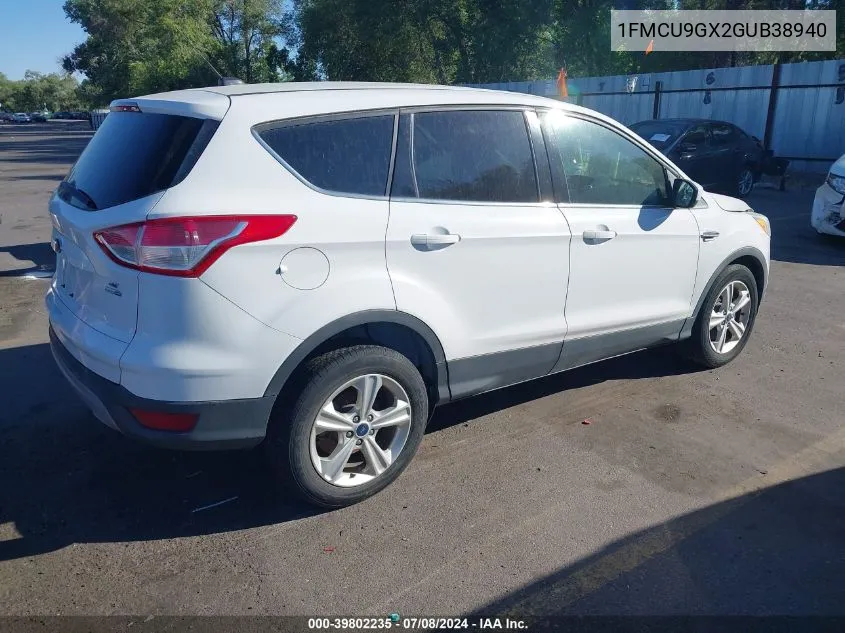 2016 Ford Escape Se VIN: 1FMCU9GX2GUB38940 Lot: 39802235