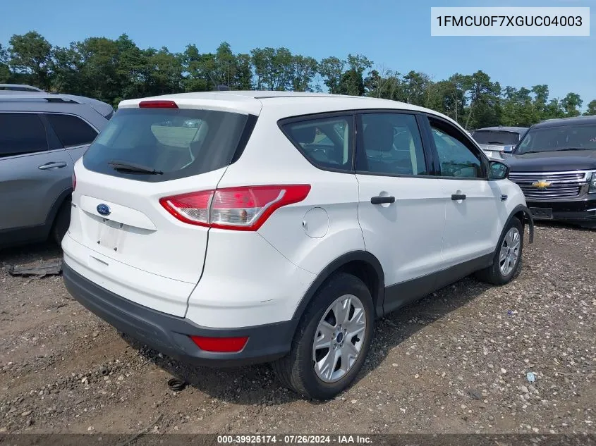 1FMCU0F7XGUC04003 2016 Ford Escape S