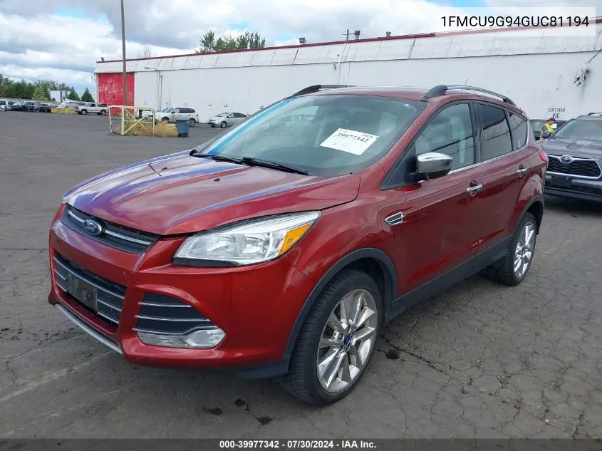 2016 Ford Escape Se VIN: 1FMCU9G94GUC81194 Lot: 39977342