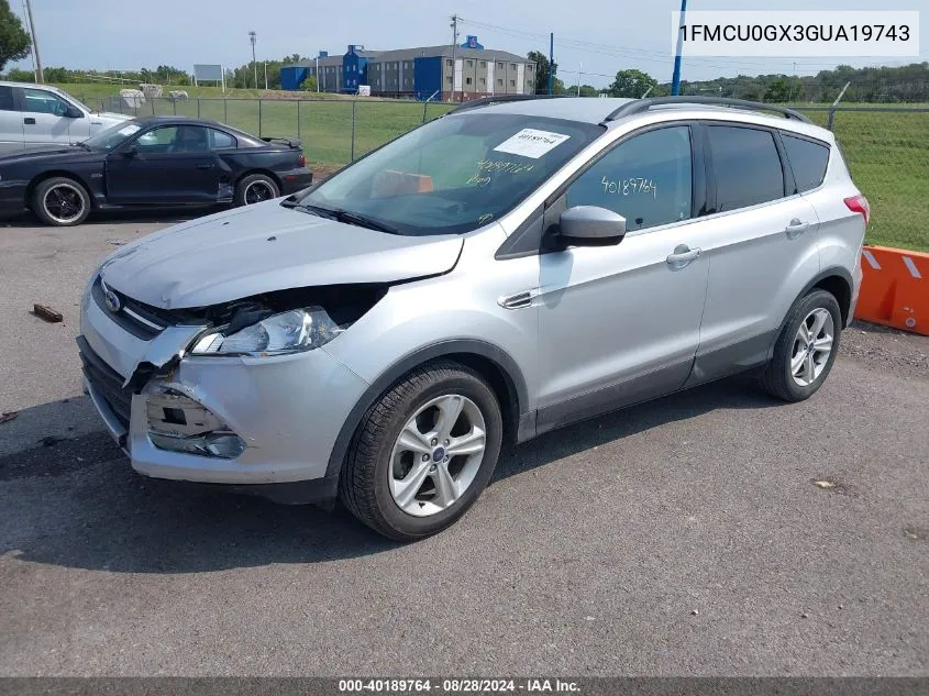 2016 Ford Escape Se VIN: 1FMCU0GX3GUA19743 Lot: 40189764