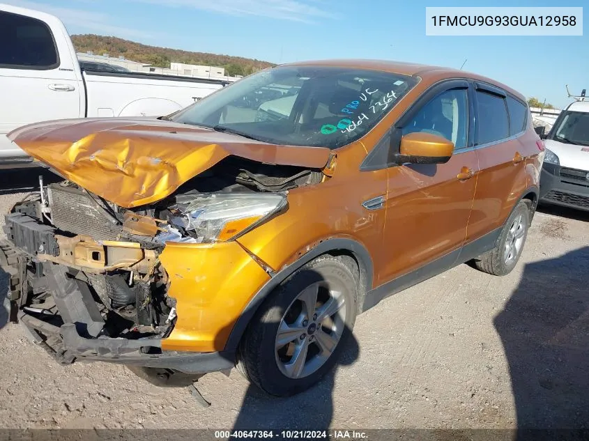 2016 Ford Escape Se VIN: 1FMCU9G93GUA12958 Lot: 40647364