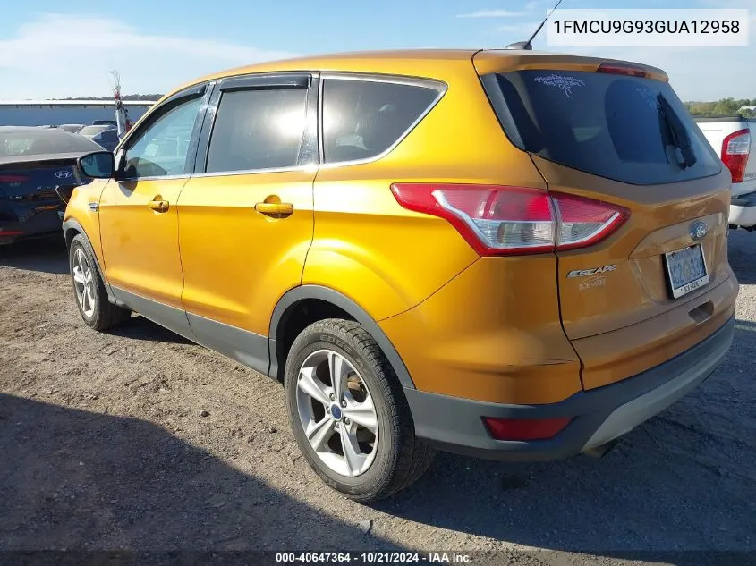 2016 Ford Escape Se VIN: 1FMCU9G93GUA12958 Lot: 40647364