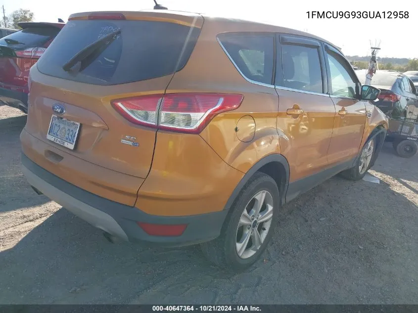 2016 Ford Escape Se VIN: 1FMCU9G93GUA12958 Lot: 40647364