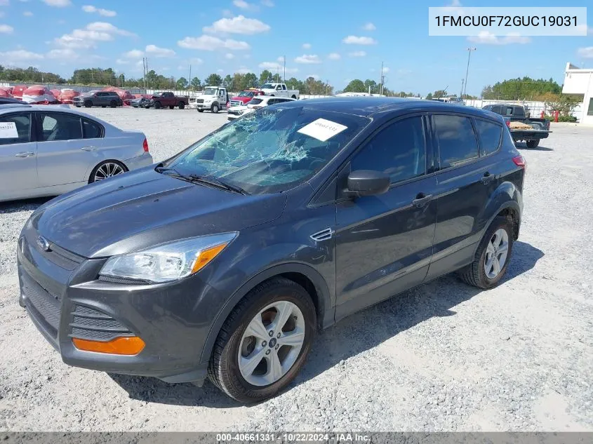 2016 Ford Escape S VIN: 1FMCU0F72GUC19031 Lot: 40661331