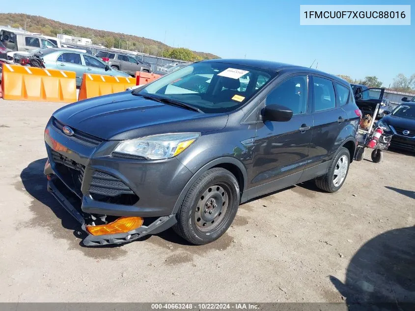 2016 Ford Escape S VIN: 1FMCU0F7XGUC88016 Lot: 40663248