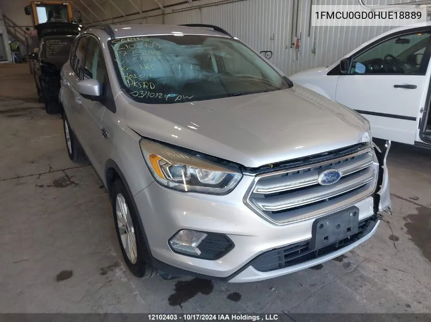 2017 Ford Escape Se VIN: 1FMCU0GD0HUE18889 Lot: 12102403