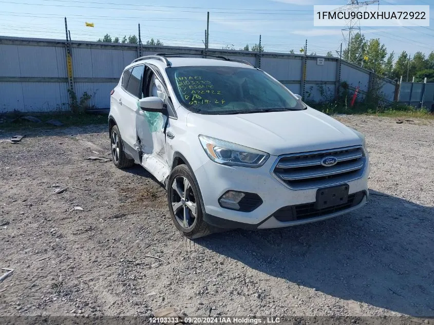 2017 Ford Escape VIN: 1FMCU9GDXHUA72922 Lot: 12103333