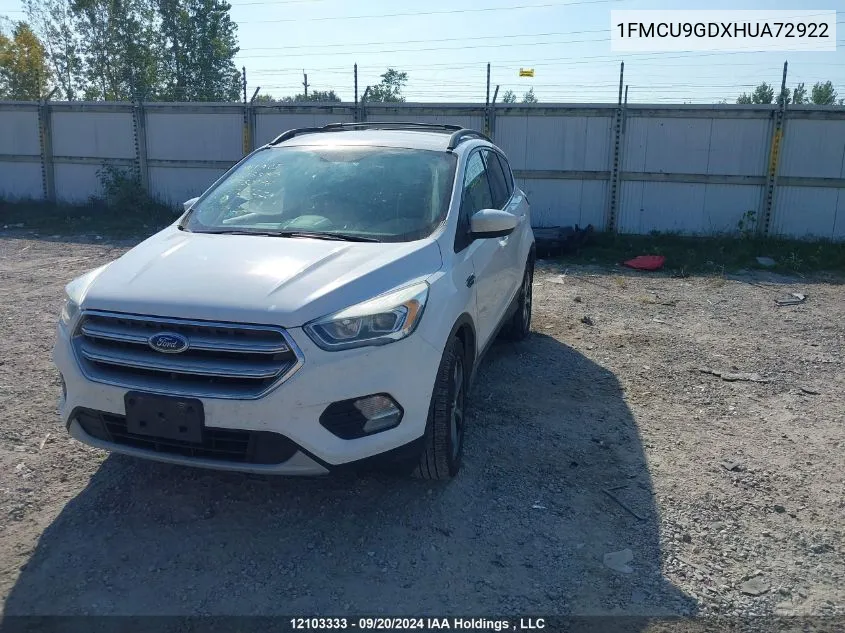 2017 Ford Escape VIN: 1FMCU9GDXHUA72922 Lot: 12103333