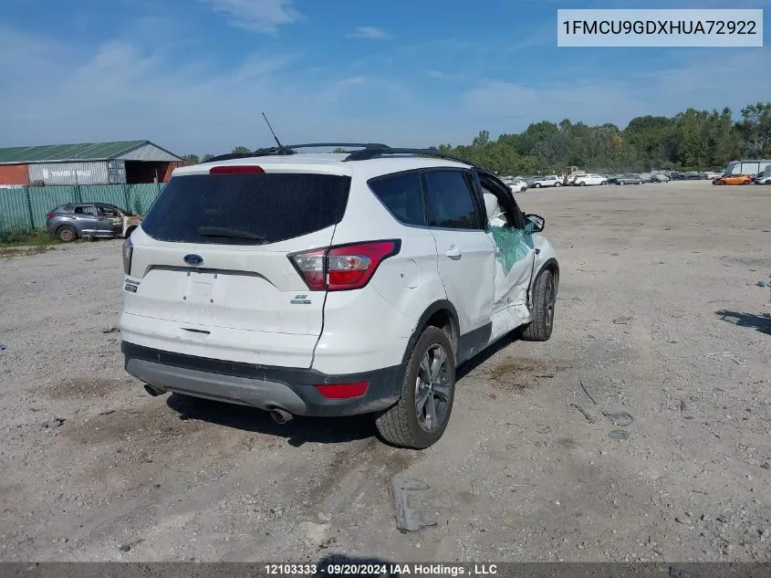 2017 Ford Escape VIN: 1FMCU9GDXHUA72922 Lot: 12103333