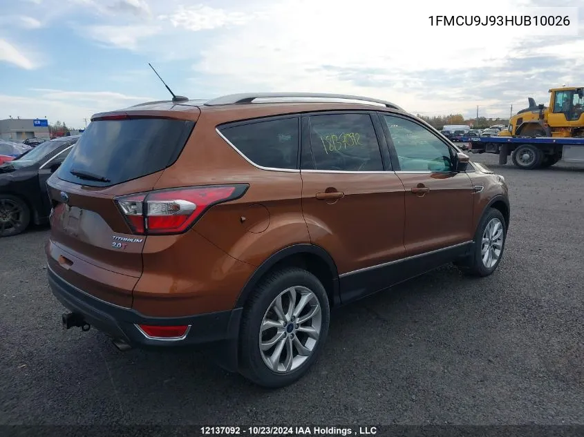 2017 Ford Escape Titanium VIN: 1FMCU9J93HUB10026 Lot: 12137092