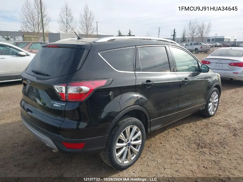 2017 Ford Escape Titanium VIN: 1FMCU9J91HUA34645 Lot: 12137732