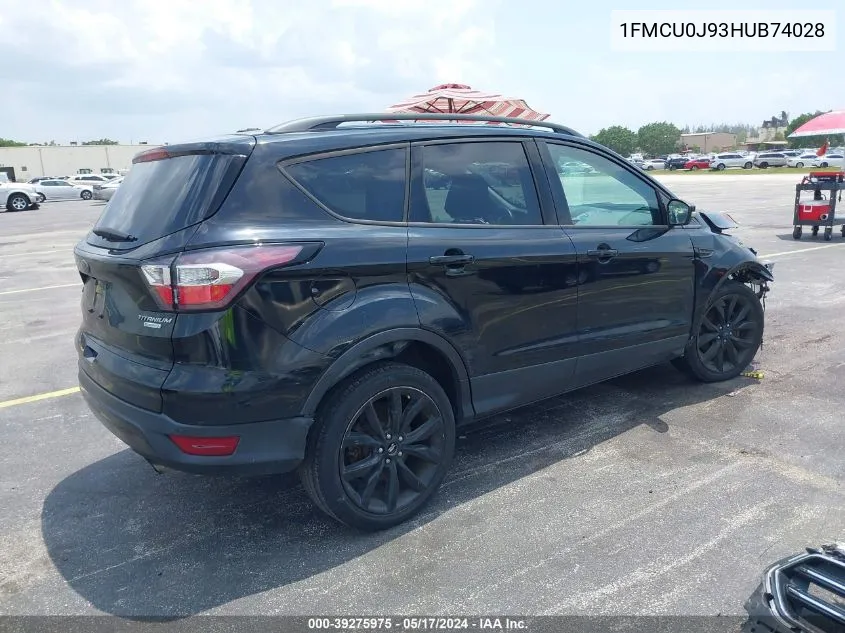 2017 Ford Escape Titanium VIN: 1FMCU0J93HUB74028 Lot: 39275975