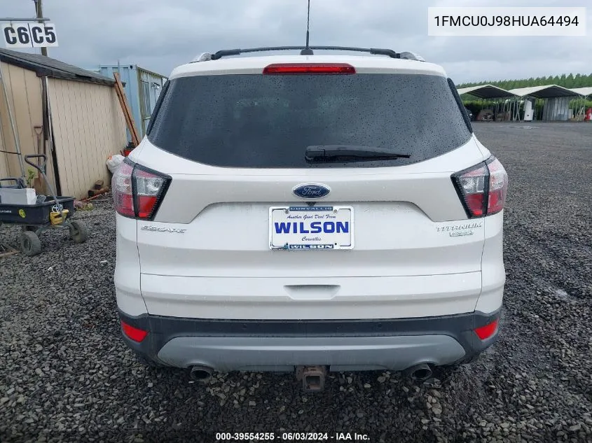 2017 Ford Escape Titanium VIN: 1FMCU0J98HUA64494 Lot: 39554255