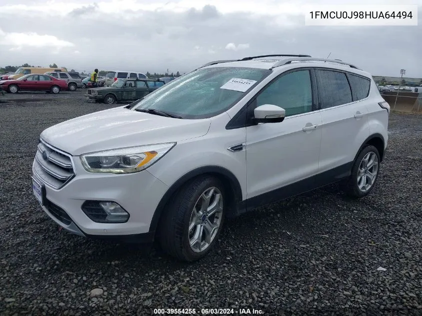 2017 Ford Escape Titanium VIN: 1FMCU0J98HUA64494 Lot: 39554255