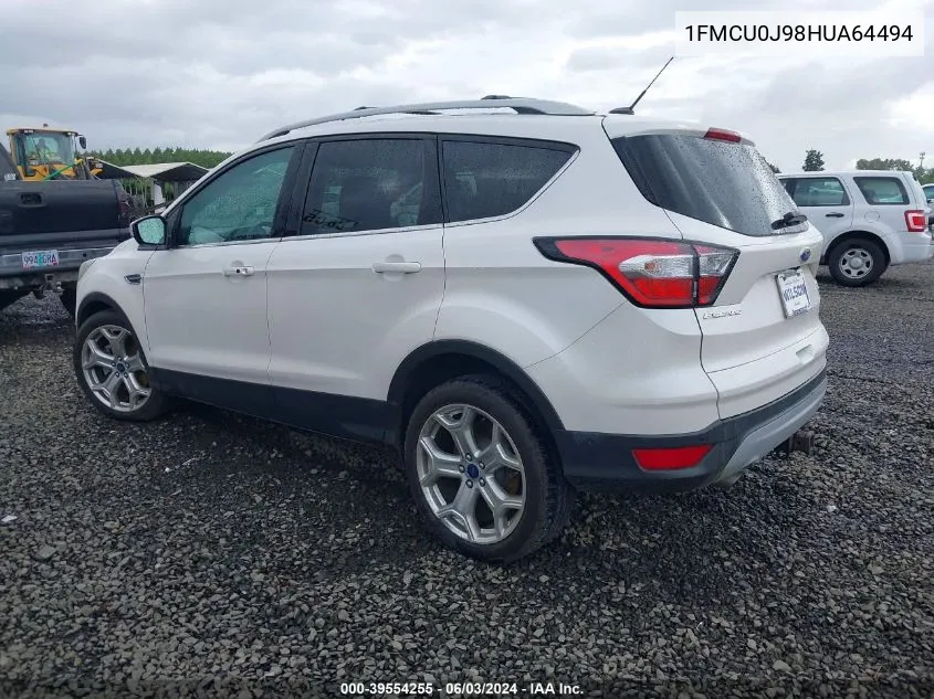 2017 Ford Escape Titanium VIN: 1FMCU0J98HUA64494 Lot: 39554255