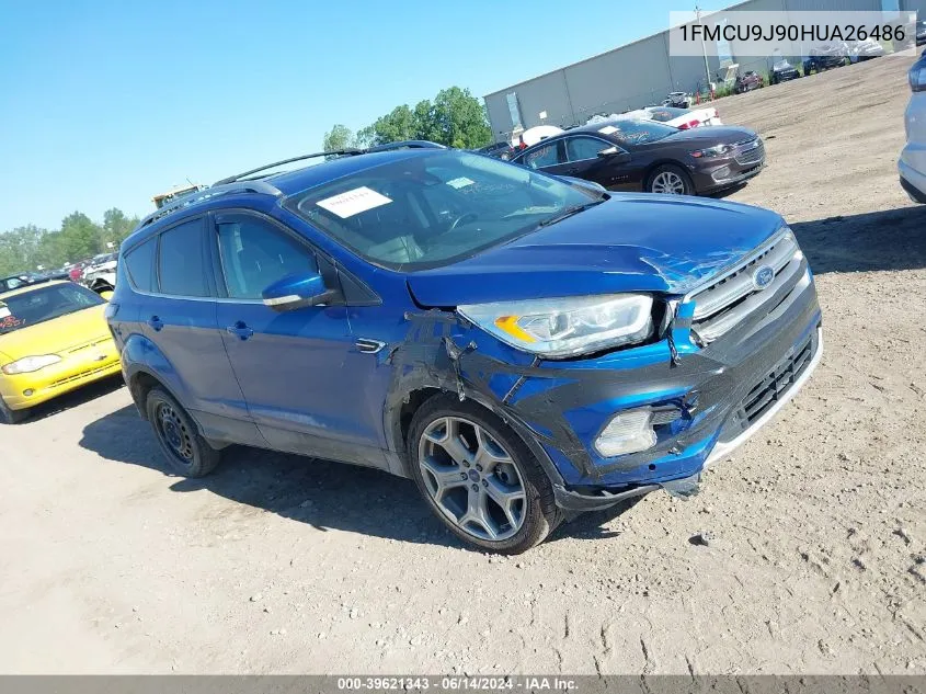 2017 Ford Escape Titanium VIN: 1FMCU9J90HUA26486 Lot: 39621343