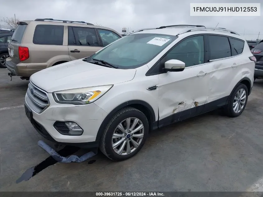 2017 Ford Escape Titanium VIN: 1FMCU0J91HUD12553 Lot: 39631725