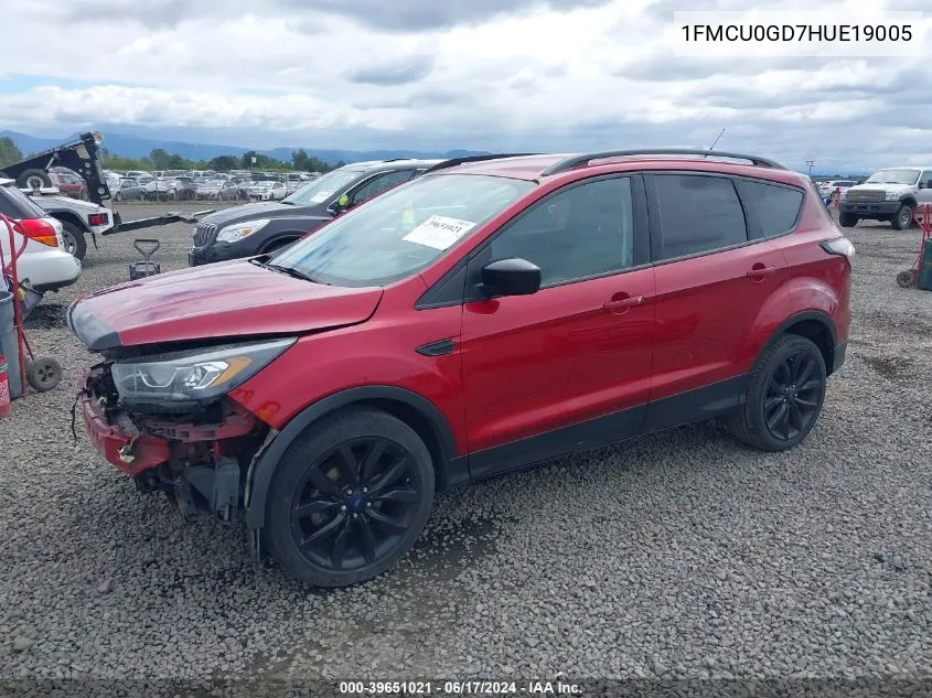 2017 Ford Escape Se VIN: 1FMCU0GD7HUE19005 Lot: 39651021