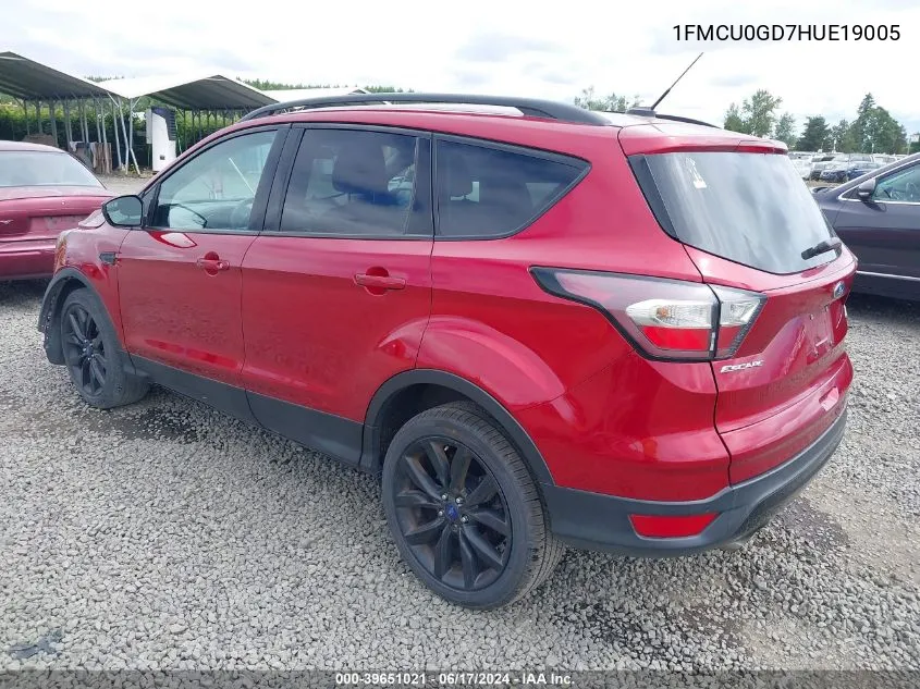 2017 Ford Escape Se VIN: 1FMCU0GD7HUE19005 Lot: 39651021