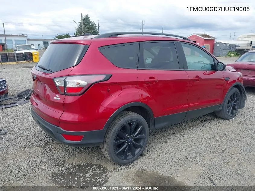 2017 Ford Escape Se VIN: 1FMCU0GD7HUE19005 Lot: 39651021