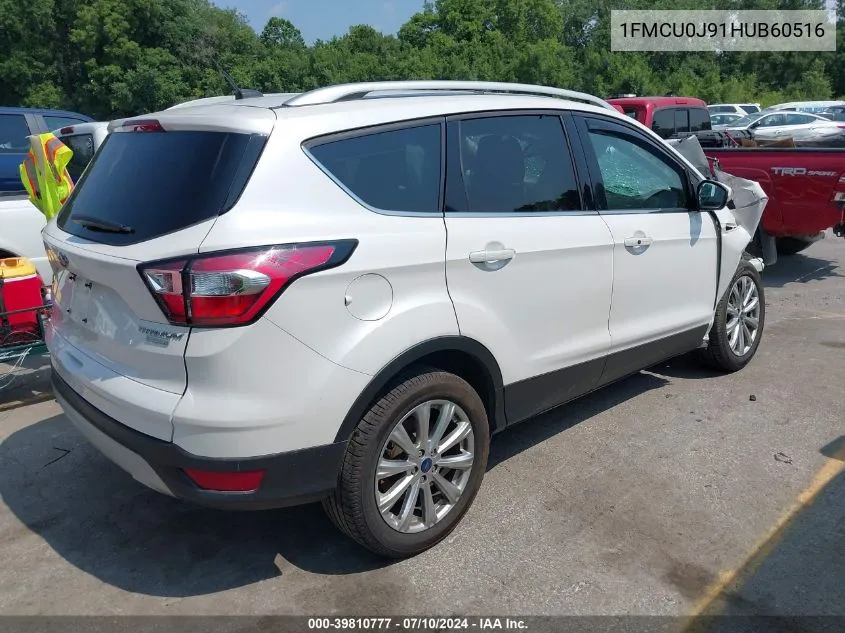 2017 Ford Escape Titanium VIN: 1FMCU0J91HUB60516 Lot: 39810777