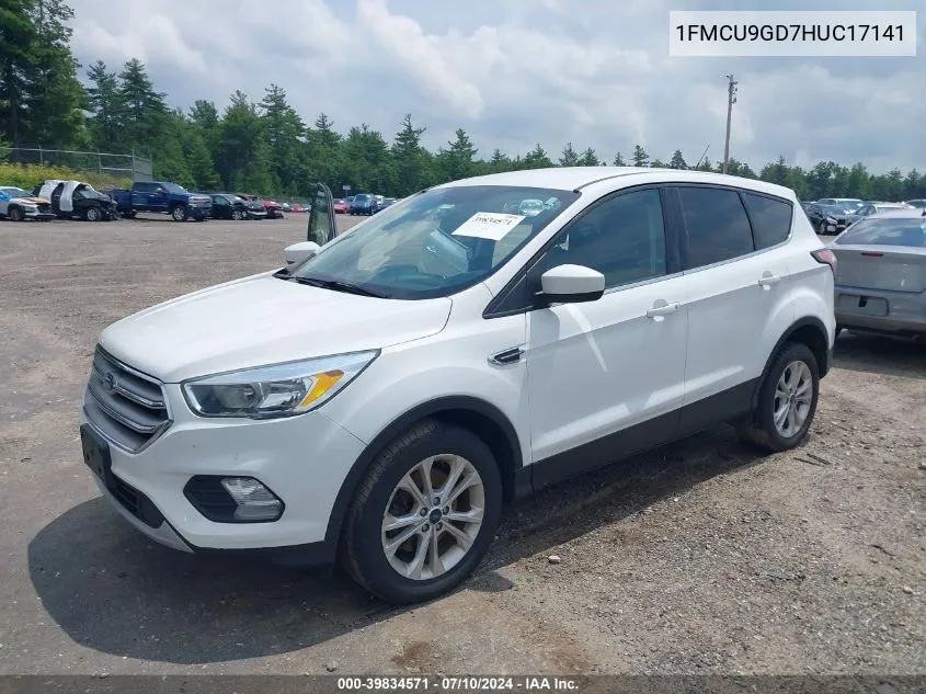 2017 Ford Escape Se VIN: 1FMCU9GD7HUC17141 Lot: 39834571