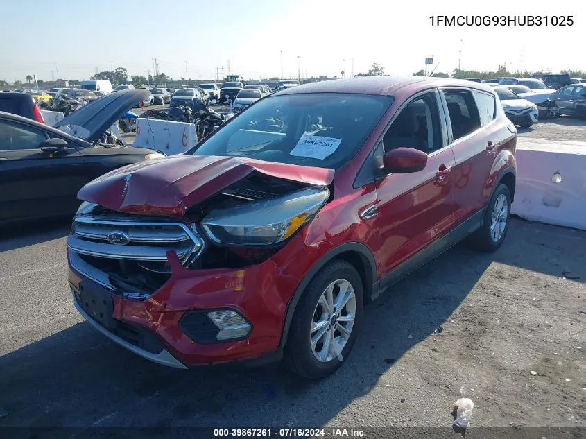 2017 Ford Escape Se VIN: 1FMCU0G93HUB31025 Lot: 39867261