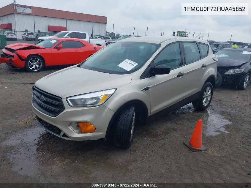 2017 Ford Escape S VIN: 1FMCU0F72HUA45852 Lot: 39919345