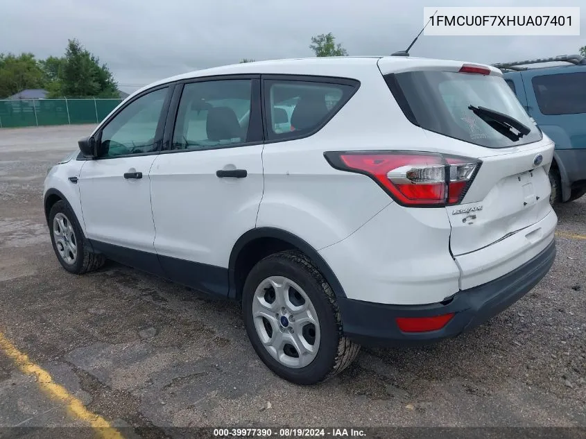 2017 Ford Escape S VIN: 1FMCU0F7XHUA07401 Lot: 39977390