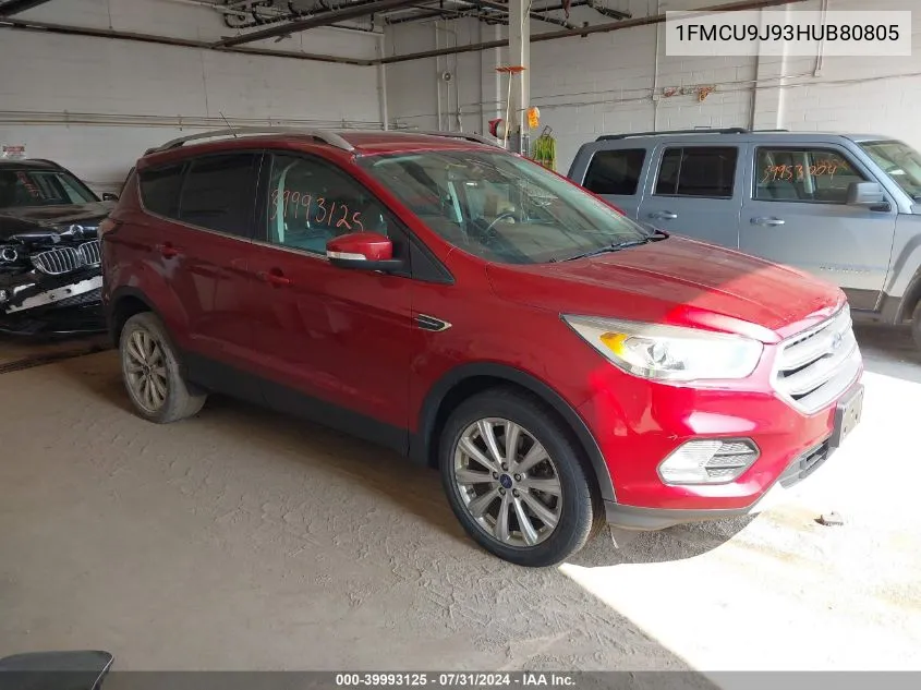 2017 Ford Escape Titanium VIN: 1FMCU9J93HUB80805 Lot: 39993125