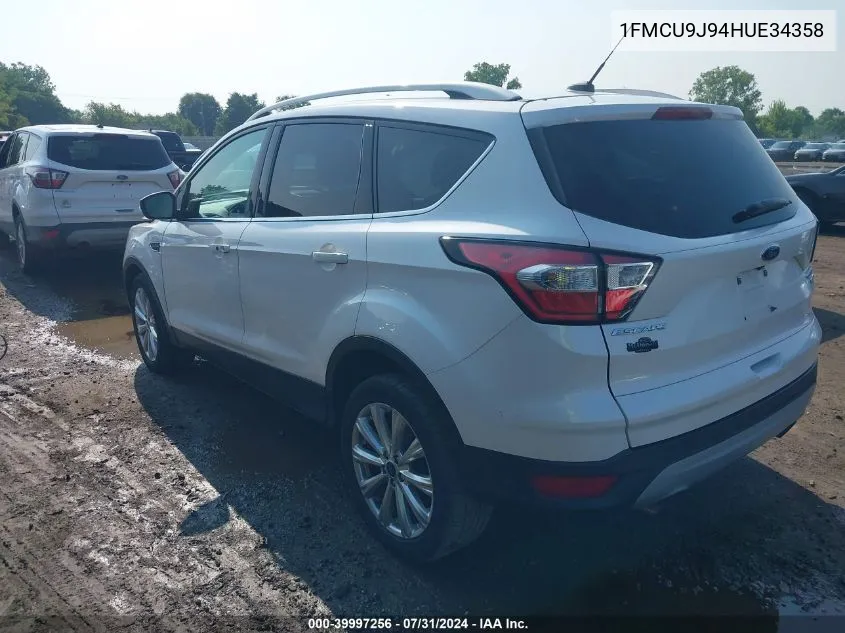 2017 Ford Escape Titanium VIN: 1FMCU9J94HUE34358 Lot: 39997256