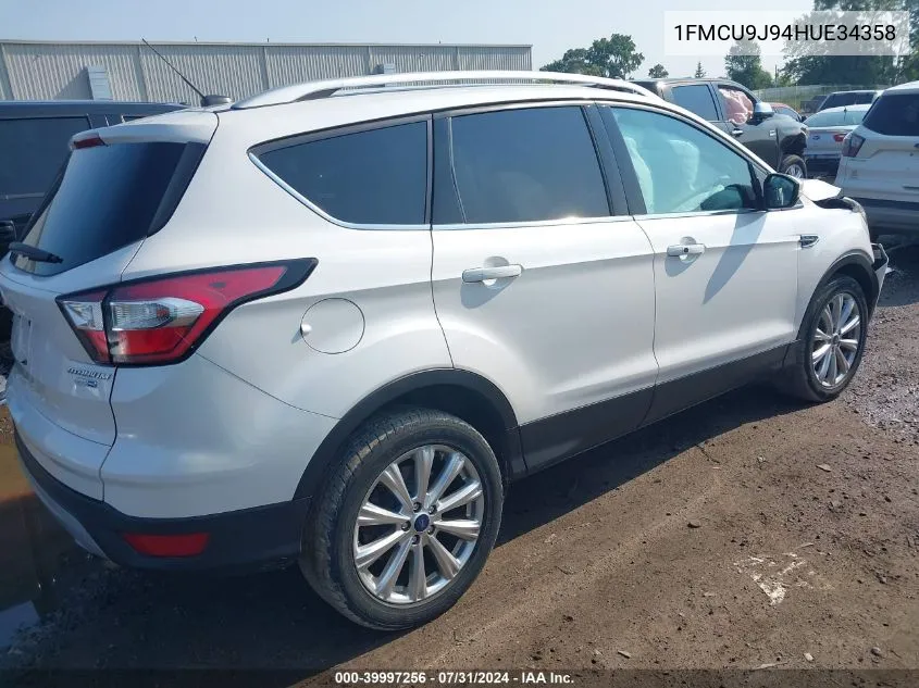 2017 Ford Escape Titanium VIN: 1FMCU9J94HUE34358 Lot: 39997256