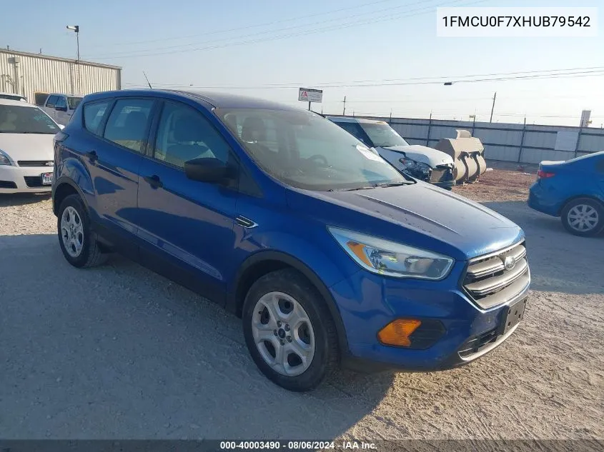 2017 Ford Escape S VIN: 1FMCU0F7XHUB79542 Lot: 40003490