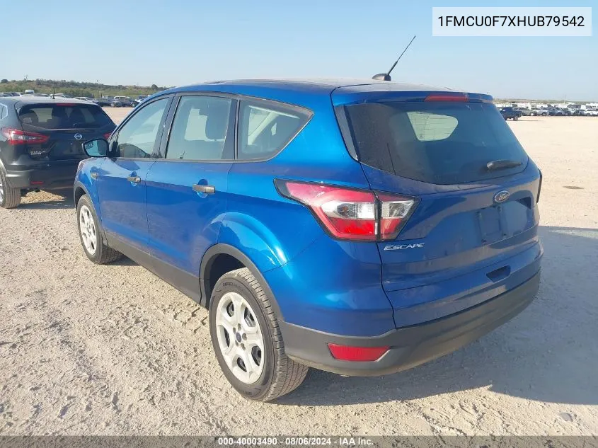 2017 Ford Escape S VIN: 1FMCU0F7XHUB79542 Lot: 40003490