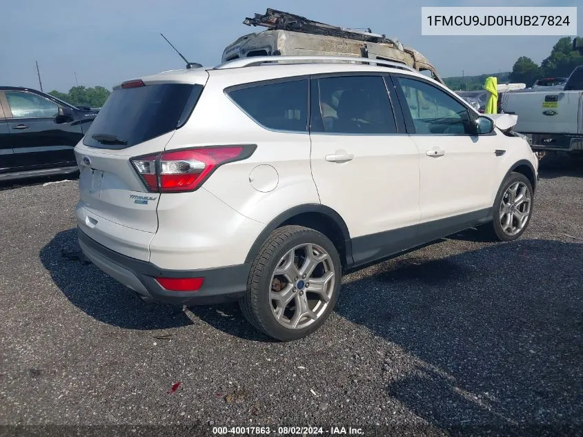 2017 Ford Escape Titanium VIN: 1FMCU9JD0HUB27824 Lot: 40017863