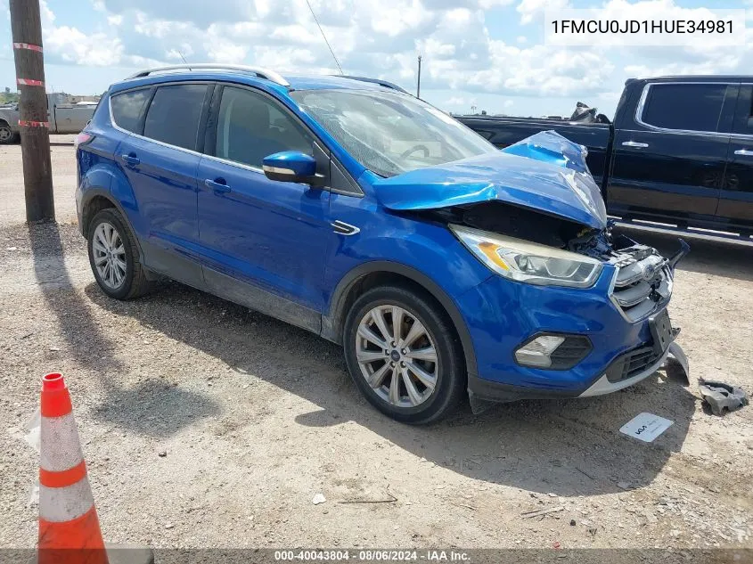 1FMCU0JD1HUE34981 2017 Ford Escape Titanium