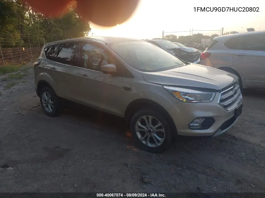 2017 Ford Escape Se VIN: 1FMCU9GD7HUC20802 Lot: 40067074