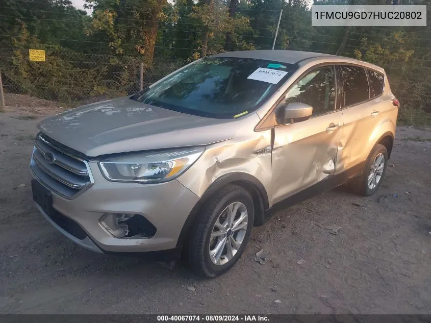 2017 Ford Escape Se VIN: 1FMCU9GD7HUC20802 Lot: 40067074