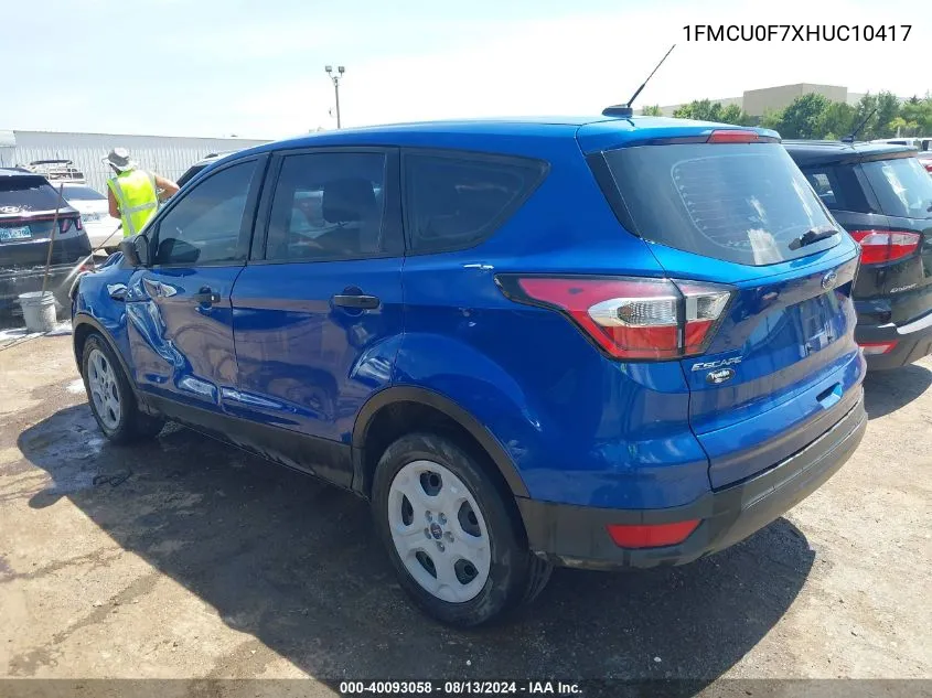 2017 Ford Escape S VIN: 1FMCU0F7XHUC10417 Lot: 40093058