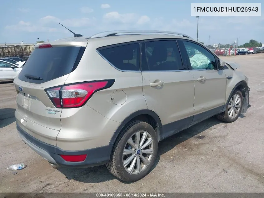 2017 Ford Escape Titanium VIN: 1FMCU0JD1HUD26943 Lot: 40109355